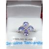 Image 1 : STERLING SILVER GENUINE TANZANITE RING RETAIL $550