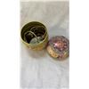 Image 8 : 2 JEWELLERY BOXES AND TIN OF JEWELLERY - RHINESTONE, BEADED, MAGNETIC, ETC