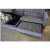 Image 8 : GREY FABRIC 2 PIECE SECTIONAL WITH STORAGE AND PULL OUT SLEEPER, ADJUSTABLE HEADRESTS