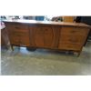 Image 2 : MCM SATIN WALNUT 6 DRAWER DRESSER AND 2 DRAWER NIGHTSTAND - 76 INCHES WIDE, 32.5 INCHES TALL, 18.5 I
