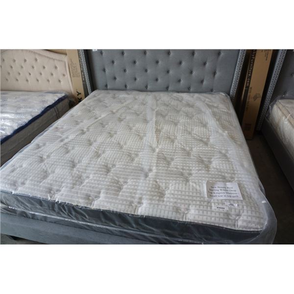 BRAND NEW BEAUTY REST STERLING WILDER DROP TOP KINGSIZE MATTRESS RETAIL $1899 - SMALL SNAG IN FABRIC