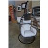 Image 1 : BRAND NEW GREY SINGLE HANGING EGG CHAIR - RETAIL $949 W/ NECK PILLOW, FOLDABLE FRAME, POWDER COATED 