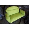 Image 8 : BRAND NEW GREEN DOUBLE HANGING EGG CHAIR - RETAIL $1969 W/ FOLDABLE FRAME, POWDER COATED STEEL FRAME