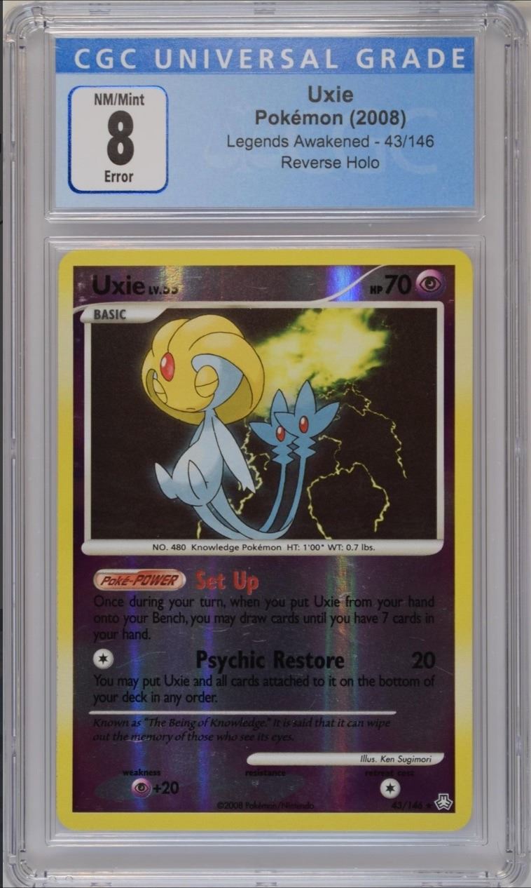 POKEMON ERROR: INSUFFICIENT INK 2008 Uxie Legends reverse holo NM/M 8 CGC POKEMON ERROR: INSUFFICIENT INK 2008 Uxie Legends reverse holo NM/M 8 CGC