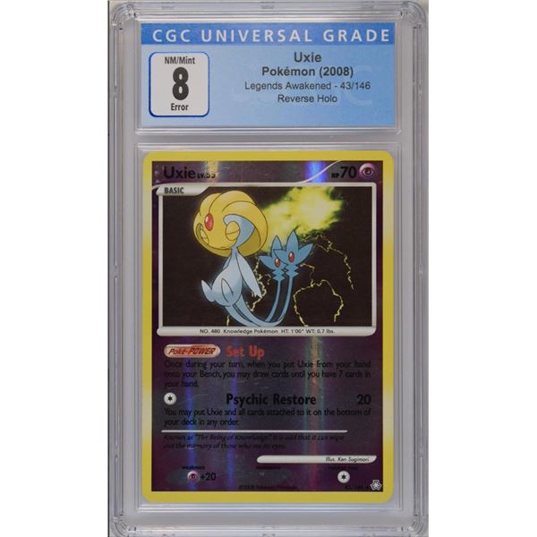 POKEMON ERROR: INSUFFICIENT INK 2008 Uxie Legends reverse holo NM/M 8 CGC POKEMON ERROR: INSUFFICIENT INK 2008 Uxie Legends reverse holo NM/M 8 CGC