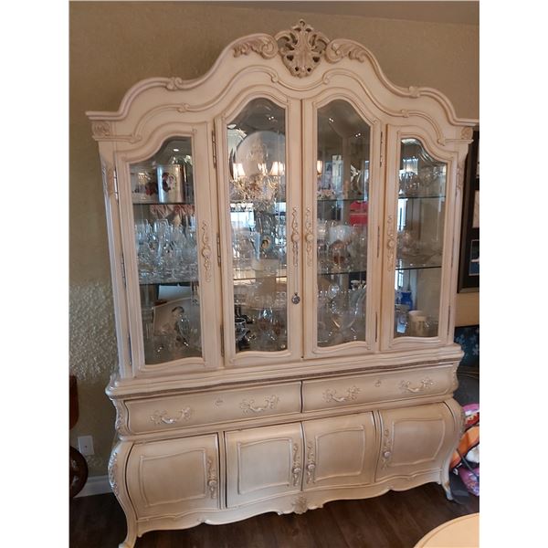 Aico China Cabinet - Rococo Style. 66"W X 87"H X 22" D Cream Color. Interior lights.