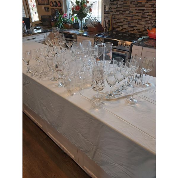 66 Glasses. Decorative, Wine, Tumblers, Champagne and Crystal.