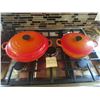 Image 1 : Le Cresuet Casserole Dish/Oven Set. 1 Large Dish. 1 Medium Dish. (Color - Flame)
