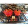Image 1 : Le Creuset Pot Set. 1 Medium Pot. 1 Small Pot. (Color - Flame)