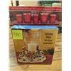 Image 1 : 6 Piece Glass Candle Holder Set & Christmas Village Hurricane Candle Holder