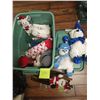 Image 1 : Rubbermaid Full of Miscellaneous Christmas Décor, Stuffies and Towels