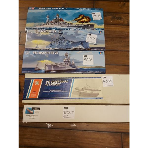 5 Ships. USS Arizona BB-39 (1941) - USS Texas BB-35. - USS New York BB-34. SS Edmund Fitzgerald. All