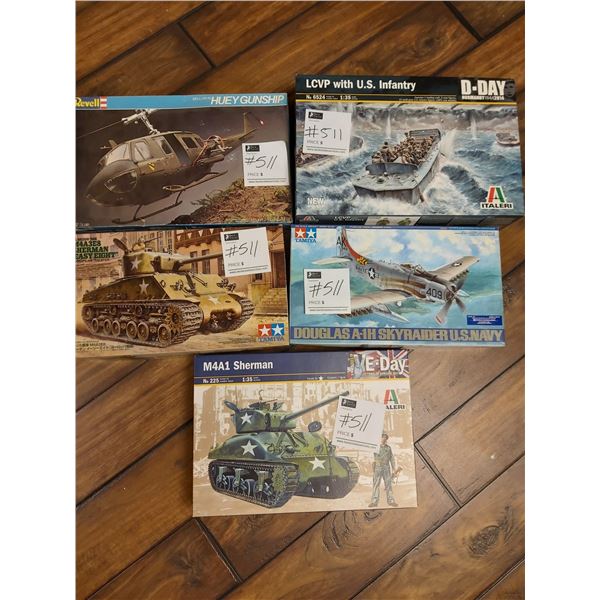 5 Models. Bell UH-1D Huey Gunship. - M4A3E8 Sherman Easy Eight. - LCVP with US Infantry. - M4A1 Sher