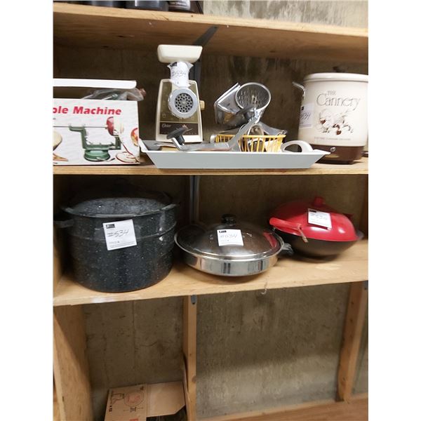 Apple Peeler - Grinder - Canning Steamers - Frying Pan - Wok