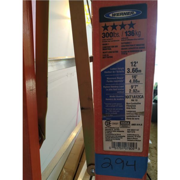 Werner Ladder 300lbs capacity 12ft model # NXT1a12CA