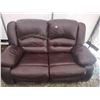 Image 1 : Brown Leather Loveseat Recliner