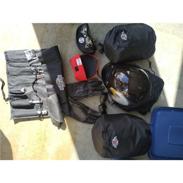 Riding gear and helmet (Some Harley)