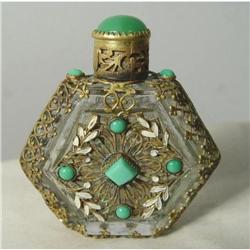 Czech Perfume Bottle Filigree Enamel Stones #1732685