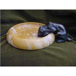 Art Deco Bronze Cougar on Marble #1732727