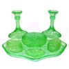 Image 1 : English Green Depression Glass 10 Piece Vanity #1732955