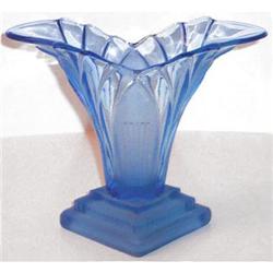 Walther Glass Blue Art Deco GRETA Vase #1733063