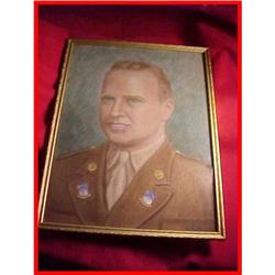 Original World War II Officer Pastel Drawing #1733247