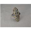 Antique 14K WG Diamond Sapphire Filigree Ring #1733271