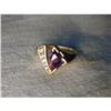 Estate 14K Gold Amethyst Diamond Art Deco Ring #1733275