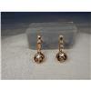 Estate 14K Pink Rose Gold Diamond Drop Earrings#1733281