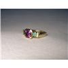 Estate 14K YG Amethyst Emerald Tri-Stone Ring #1733301