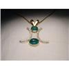 Estate 14K YG Gold Emerald Diamond Pendant #1733302