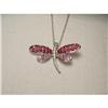 14K WG Sapphire Ruby Diamond Dragonfly Necklace#1733305