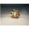 Estate 14K Gold Filigree Ruby Opal Floral Ring #1733327