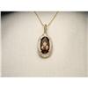 14K YG Smokey Quartz Diamond Pendant Necklace #1733330
