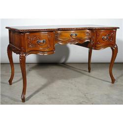 FRENCH VICTORIAN MAHOG 3 DR OFFICE LIBRARY DESK#1733536