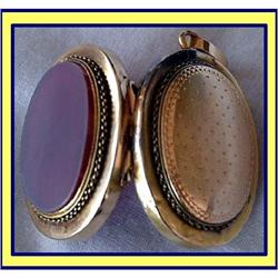 LOCKET FRENCH VICTORIAN GOLD & AGATE 19C #1733742