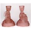 Image 1 : Pair of Pink Satin Glass PIEROT Candlesticks #1747219
