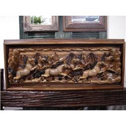 HUGE WALL ARCHITECTURAL HORSE RELIEF ART PLAQUE#1747672