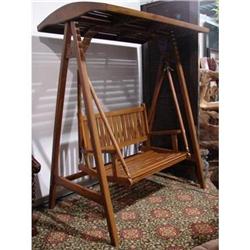 LARGE OUTDOOR GARDEN TEAK SWING W/ CANOPY #1747673