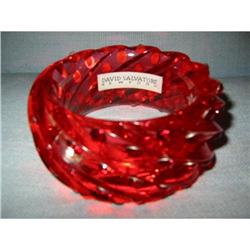 Designer Lucite Red Bangle w crystals!  #1766688