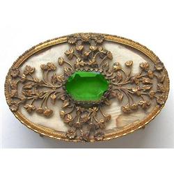 Apollo Glass Jeweled Ormolu Jewelry Box #1766988