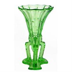 Czech Green Art Deco Glass Rocket Vase #1766991