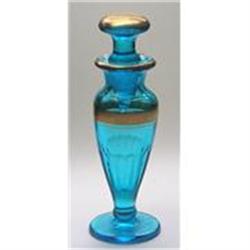 Blue & Gold Depression Glass Perfume Bottle #1767043