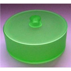 Green Satin depression Glass Dresser or Candy #1767046