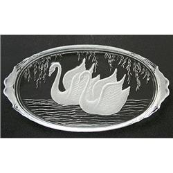 SWANS Clear and Satin Pressed Glass Vanity Tray#1767109