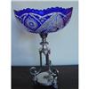 Image 1 : Cobalt Cut to Clear Glass Epergne Silver Plate #1767217