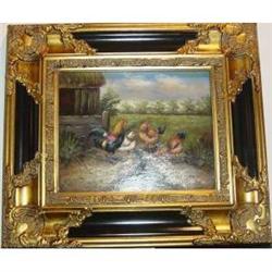 Oil Painting Of Farm Yard Birds #1779922