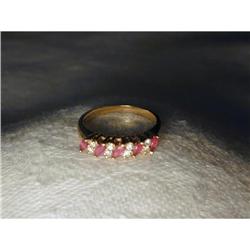 Estate 14K YG Gold Diamond Ruby Stacking Ring #1780118