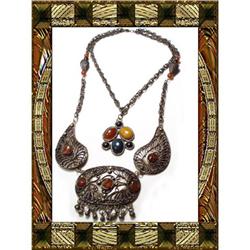 Vintage Egyptian BIG  Carnelian GYPSY necklace #1780155