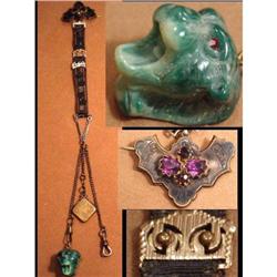 BIZARRE Vintage Carved ? LION FOB Chatelaine & #1780156